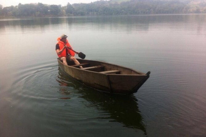 Crater lake walking experience - Canoeing across one of the lakes
